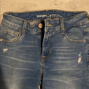 Old Navy mid rise rockstar jeans.